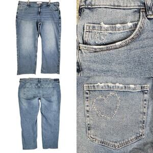Hollister Womens Low Rise Baggy Blue Jeans Plus Size 20 R Light Wash Denim